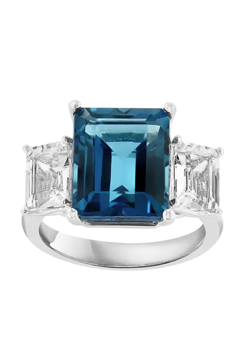 Deals 💯 Blue Topaz and White Topaz Square Ring in 14K White Gold by Effy® 😀 2 Deals 💯 Blue Topaz and White Topaz Square Ring in 14K White Gold by Effy® 😀 - Image 2