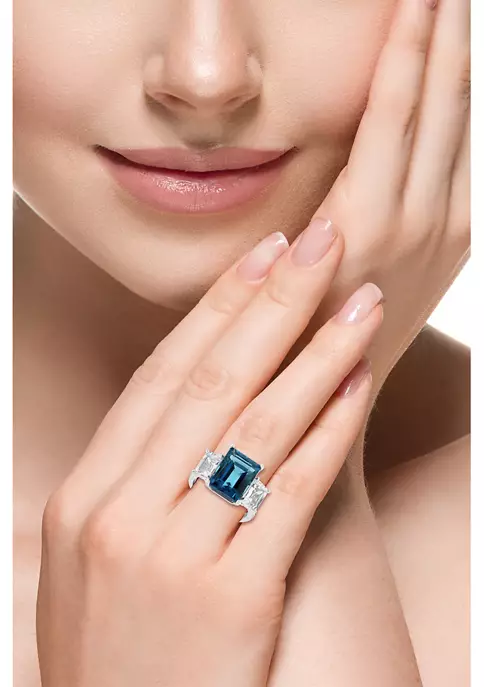 Deals 💯 Blue Topaz and White Topaz Square Ring in 14K White Gold by Effy® 😀 4 Deals 💯 Blue Topaz and White Topaz Square Ring in 14K White Gold by Effy® 😀 - Image 4