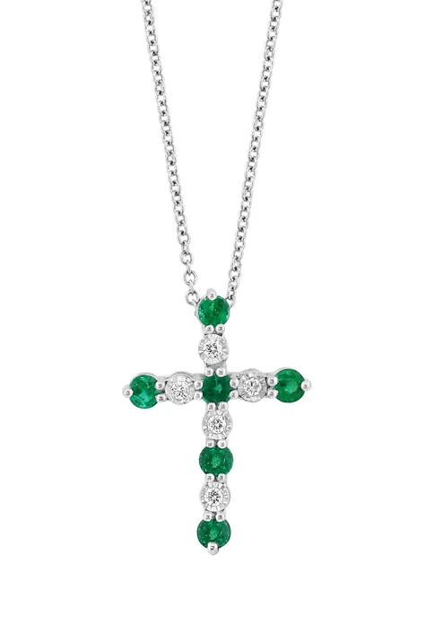 Coupon 🌟 Diamond and Natural Emerald Pendant Necklace in Sterling Silver by Effy® 🛒 4 Coupon 🌟 Diamond and Natural Emerald Pendant Necklace in Sterling Silver by Effy® 🛒 - Image 4