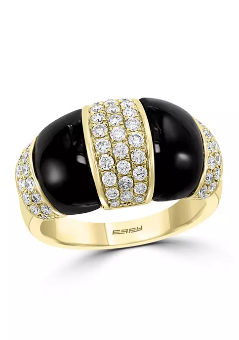 Promo 😀 14K Yellow Gold Diamond and Onyx Ring by Effy® 🧨 1 Promo 😀 14K Yellow Gold Diamond and Onyx Ring by Effy® 🧨