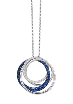 Discount 😀 1/6 ct. t.w. Diamond and 5/8 ct. t.w. Sapphire Pendant Necklace in 14K White Gold by Effy® 🎉