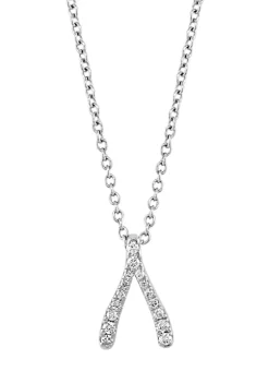 Brand new 🎉 1/10 ct. t.w. Diamond Wishbone Pendant Necklace in Sterling Silver by Effy® 🧨