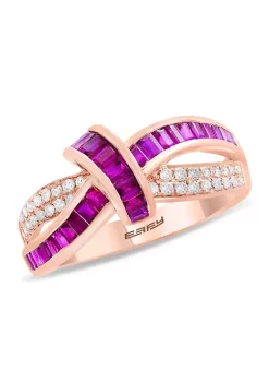 New 🥰 1/5 ct. t.w. Diamond and 3/4 ct. t.w. Ruby Ring in 14K Rose Gold by Effy® 🤩