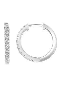 Flash Sale 🎁 Diamond Hoop Earrings in 14K White Gold by Effy® 😉