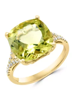 Outlet 🛒 14k Yellow Gold 1/5 ct. t.w. Diamond and 5.5 ct. t.w. Lemon Quartz Ring by Effy® 🥰 -Effy® Sales Shop Belk 3928