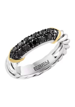 Promo 🌟 925 Sterling Silver/14K Yellow Gold Black Diamond Ring by Effy® ⭐