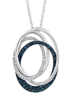 Best Pirce 🎉 1/2 ct. t.w. Diamond Bella Blue Pendant Necklace in 14K White Gold by Effy® 🌟