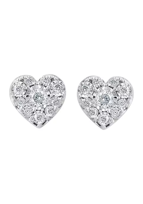 Promo 👏 1/4 ct. t.w. Diamond Heart Earrings in Sterling Silver by Effy® 🧨 1 Promo 👏 1/4 ct. t.w. Diamond Heart Earrings in Sterling Silver by Effy® 🧨
