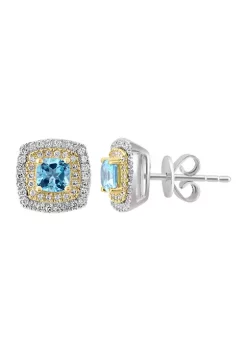Best reviews of 👍 14k Two-Tone Gold Diamond and Blue Topaz Earrings by Effy® 😍