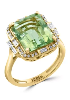 Best reviews of ✨ 1/3 ct. t.w. Diamond and 5.32 ct. t.w. Green Amethyst Ring in 14K Yellow Gold by Effy® 👍