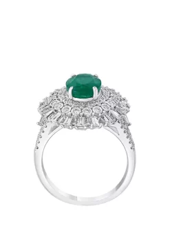 Promo 🔥 3/4 ct. t.w. Diamond. 1.52 ct. t.w. Natural Emerald Ring in 14k White Gold by Effy® ❤️ -Effy® Sales Shop Belk 4005