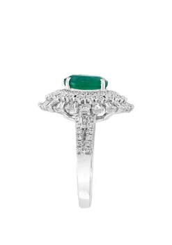 Promo 🔥 3/4 ct. t.w. Diamond. 1.52 ct. t.w. Natural Emerald Ring in 14k White Gold by Effy® ❤️ -Effy® Sales Shop Belk 4006
