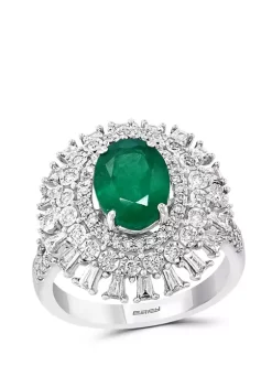 Promo 🔥 3/4 ct. t.w. Diamond. 1.52 ct. t.w. Natural Emerald Ring in 14k White Gold by Effy® ❤️ -Effy® Sales Shop Belk 4007