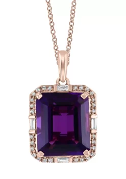 Cheap 🛒 1/5 ct. t.w. Diamond and 5.74 ct. t.w. Amethyst Pendant Necklace in 14K Yellow Gold by Effy® 🔥