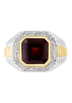 Wholesale 🤩 Men's 1/3 ct. t.w. Diamond and Garnet Ring in Sterling Silver and Gold Plated Metal by Effy® 🔔 -Effy® Sales Shop Belk 4013
