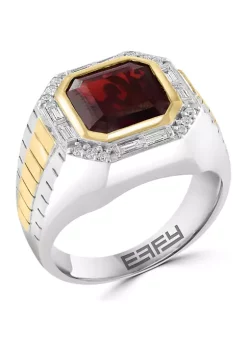 Wholesale 🤩 Men's 1/3 ct. t.w. Diamond and Garnet Ring in Sterling Silver and Gold Plated Metal by Effy® 🔔 -Effy® Sales Shop Belk 4014
