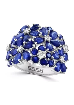 Outlet 😀 14K White Gold Diamond and Natural Sapphire Ring by Effy® 😉