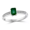 Discount 🔥 1/6 ct. t.w. Diamond and 1/2 ct. t.w. Emerald Ring in 14K White Gold by Effy® ⭐