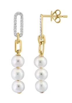 Best Pirce 🎁 14K Yellow Gold Diamond and Freshwater Pearl Earrings by Effy® 🛒 -Effy® Sales Shop Belk 4043