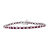 Hot Sale ⭐ 3.87 ct. t.w. Natural Ruby and 1/5 ct. t.w. Diamond Tennis Bracelet in Sterling Silver by Effy® 🎁