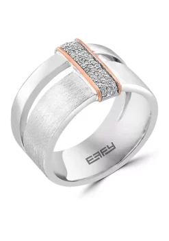 Deals 😀 Sterling Silver/14K Rose Gold 1/8 ct. t.w. Diamond Pendant Necklace by Effy® 😍 -Effy® Sales Shop Belk 4057