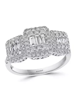 Outlet 👏 1 ct. t.w. Diamond Cluster Square Ring in 14K White Gold by Effy® ✔️
