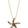 Buy ⭐ 1/10 ct. t.w. Sapphire and 0.06 ct. t.w. Tsavorite Starfish Pendant Necklace in 14K Yellow Gold by Effy® 🤩