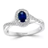 Outlet 🛒 1/4 ct. t.w. Diamond and 1/2 ct. t.w. Sapphire Ring in 14K White Gold by Effy® 🛒