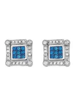 Top 10 🔔 1 ct. t.w. Blue and White Diamond Diversa Earrings in 14K White Gold by Effy® 🛒