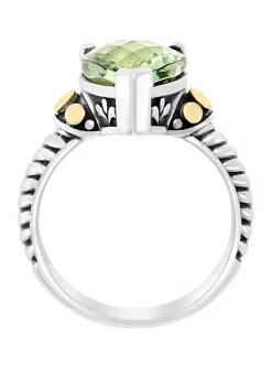 Brand new ✔️ 4.9 ct. t.w. Green Amethyst Ring in Sterling Silver over 18k Yellow Gold by Effy® 🎁 -Effy® Sales Shop Belk 4114