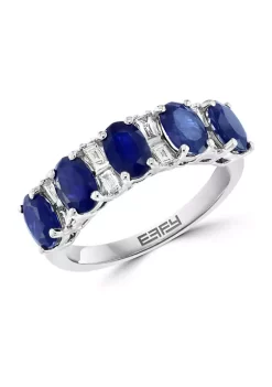Hot Sale 🤩 1/4 ct. t.w. Diamond and 2.85 ct. t.w. Sapphire Ring in 14K White Gold by Effy® 🥰