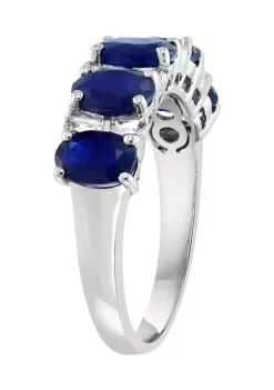 Hot Sale 🤩 1/4 ct. t.w. Diamond and 2.85 ct. t.w. Sapphire Ring in 14K White Gold by Effy® 🥰 -Effy® Sales Shop Belk 4129
