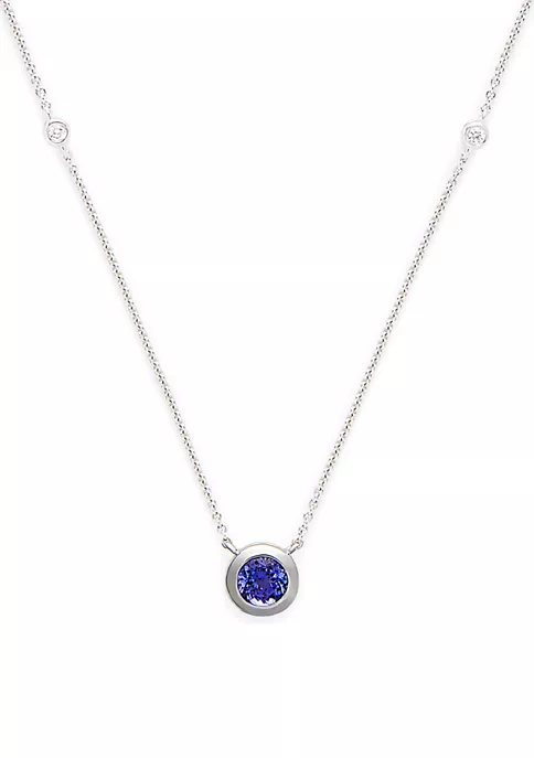 Deals 💯 1/10 ct. t.w. Diamond and 1/2 ct. t.w. Tanzanite Necklace in 14K White Gold by Effy® 😀 2 Deals 💯 1/10 ct. t.w. Diamond and 1/2 ct. t.w. Tanzanite Necklace in 14K White Gold by Effy® 😀 - Image 2