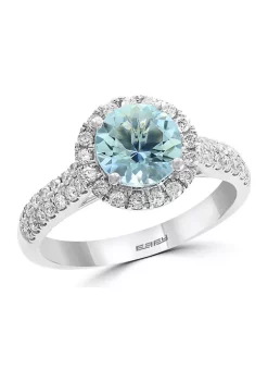 Coupon 🎁 14K White Gold Diamond and Aquamarine Ring by Effy® 🎁