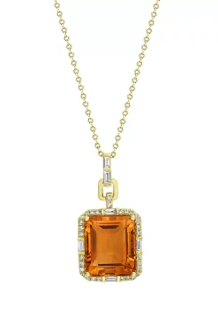 Discount ⭐ 1/4 ct. t.w. Diamond and 7.25 ct. t.w. Citrine Pendant Necklace in 14K Yellow Gold by Effy® 🎁