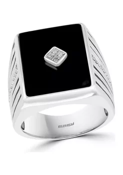 New 🎉 1/8 ct. t.w. Diamond and 5.82 ct. t.w. Onyx Ring in Sterling Silver by Effy® ⭐ -Effy® Sales Shop Belk 4222