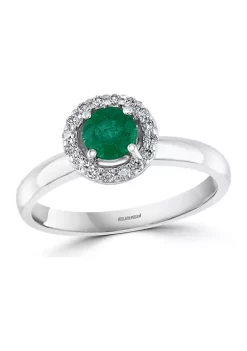 Buy 😉 1/8 ct. t.w. Diamond and 1/2 ct. t.w. Emerald Ring in 14k White Gold by Effy® ❤️