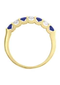 Outlet ⌛ 1/4 ct. t.w. Diamond and 1/6 ct. t.w. Sapphire Ring in 14K Yellow Gold by Effy® 🛒 -Effy® Sales Shop Belk 4252