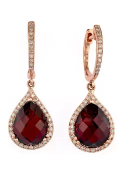 Cheap ⌛ 14K Rose Gold 1/3 ct. t.w. Diamond and 8.35 ct. t.w. Garnet Earrings by Effy® 🧨