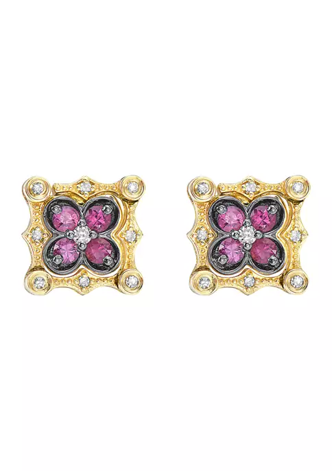 Brand new 💯 14K Yellow Gold Diamond and Ruby Diversa Earrings by Effy® 🥰 4 Brand new 💯 14K Yellow Gold Diamond and Ruby Diversa Earrings by Effy® 🥰 - Image 4