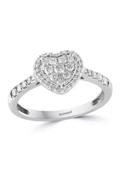 Promo 🎁 3/8 ct. t.w. Diamond Heart Ring in 14K White Gold by Effy® 😍