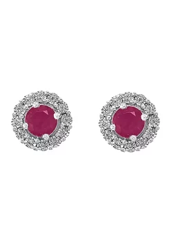 Budget 🌟 1.14 ct. t.w. Ruby and 1/10 ct. t.w. Diamond Earrings in Sterling Silver by Effy® 👏