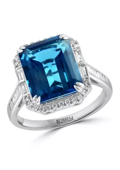 Promo ✔️ 14K White Gold Diamond London Blue Topaz Ring by Effy® 👍