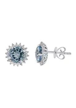 New 🧨 14K White Gold 1/3 ct. t.w. Diamond and 1.95 ct. t.w. Aquamarine Earrings by Effy® 😀