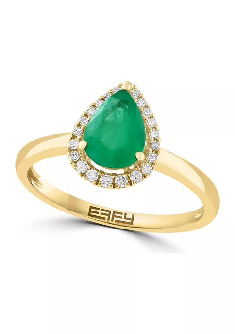 New 🧨 14K Yellow Gold Diamond and Natural Emerald Ring by Effy® 🛒 5 New 🧨 14K Yellow Gold Diamond and Natural Emerald Ring by Effy® 🛒 - Image 5