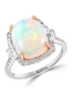 Promo 🔔 14K Rose & White Gold Diamond, Ethiopian Opal Ring by Effy® 🛒
