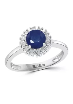 Outlet 👏 1 ct. t.w. Natural Sapphire and 1/10 ct. t.w. Diamond Ring in Sterling Silver by Effy® 😉
