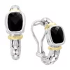 Deals 🥰 Onyx Cable Hoop Earrings in 18K Yellow Gold and Sterling Silver by Effy® 🧨