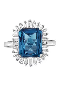 Deals ✔️ 1/2 ct. t.w. Diamonds and 4.55 ct. t.w. London Blue Topaz Ring in 14k White Gold by Effy® ✨