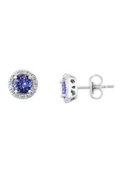 Budget 🔥 Royalé 1/8 ct. t.w. Diamond and 7/8 ct. t.w. Tanzanite Earrings in 14K White Gold by Effy® 😍